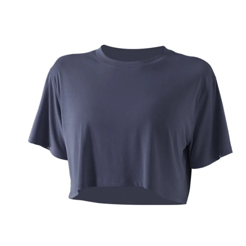 

Свободные спортивные топы для йоги с короткими рукавами, дышащий укороченный топ для упражнений, быстросохнущая удобная одежда для фитнеса, фитнес-тренировки