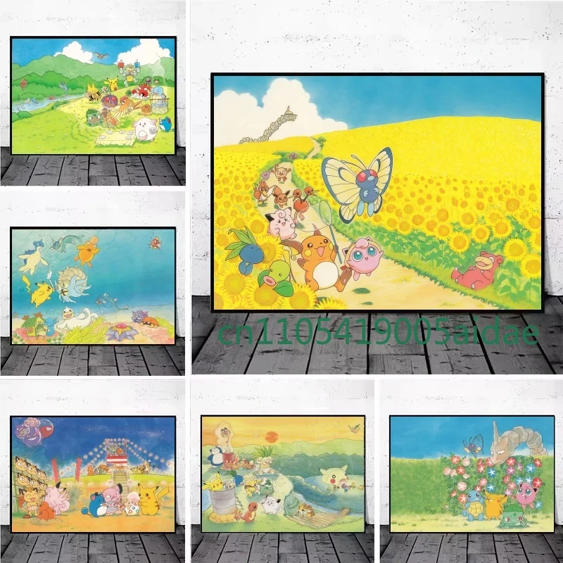 

Canvas Painting Pokemon Pikachu Charizard Gengar Bulbasaur HD Poster Anime Aesthetic Style Picture Wall Art Home Decoration