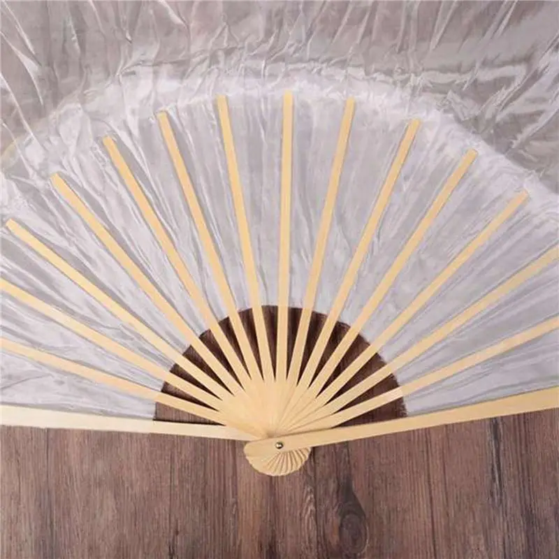 LICE-100% Silk Unisex Chinese Silk Veil Dance Fans 5Pcs Belly Dance Fans White Color 180X90cm