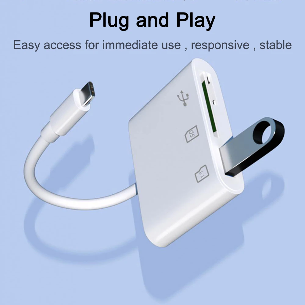 3 In 1 TF SD Memory Card Reader Type-C OTG Adapter Data Transmission For Phone 15 Macbook Smart Cell Phone Type C Card Reader