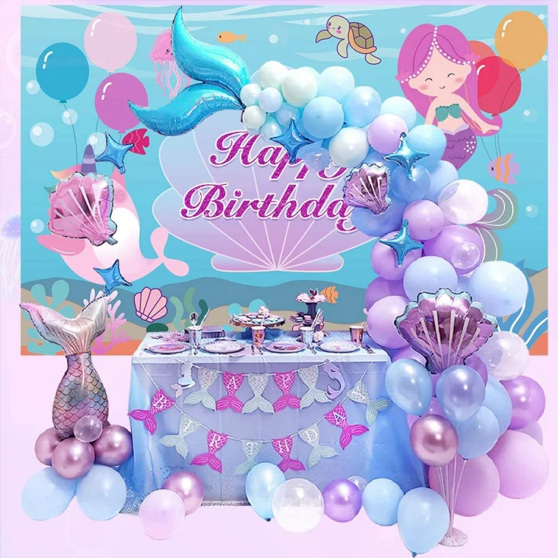 

Girl Birthday Balloon Decor Mermaid Theme DIY Birthday Party Decorations for Kids Girl Under the Sea Balloon Garland Arch Adorab