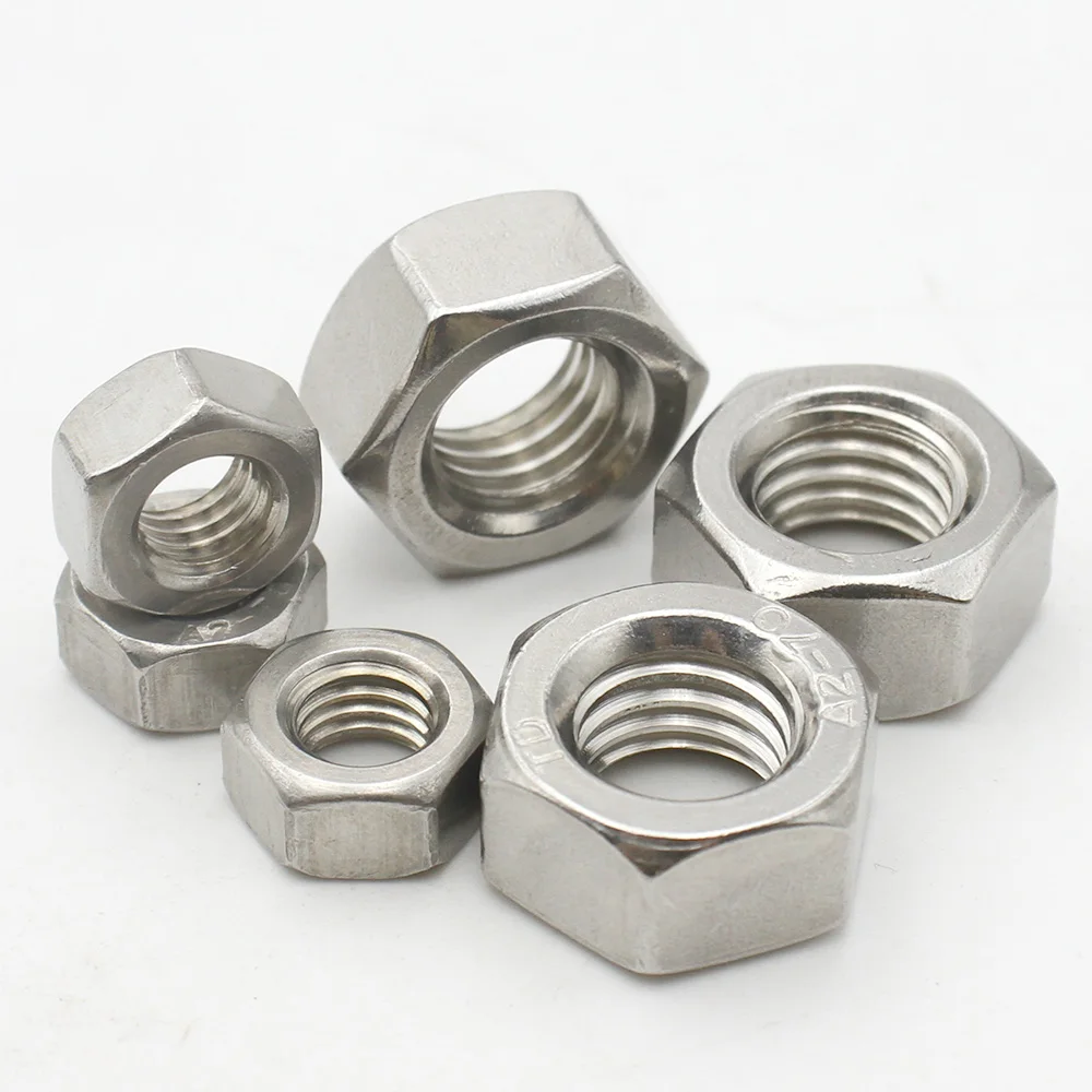 304 Stainless Steel 1/2/5/10/20/25/50 pcs M1 M1.2 M1.4 M1.6 M2 M2.5 M3 M3.5 M4 M5 M6 M8 M10-M36  Hex Hexagon Nuts DIN934 Metric