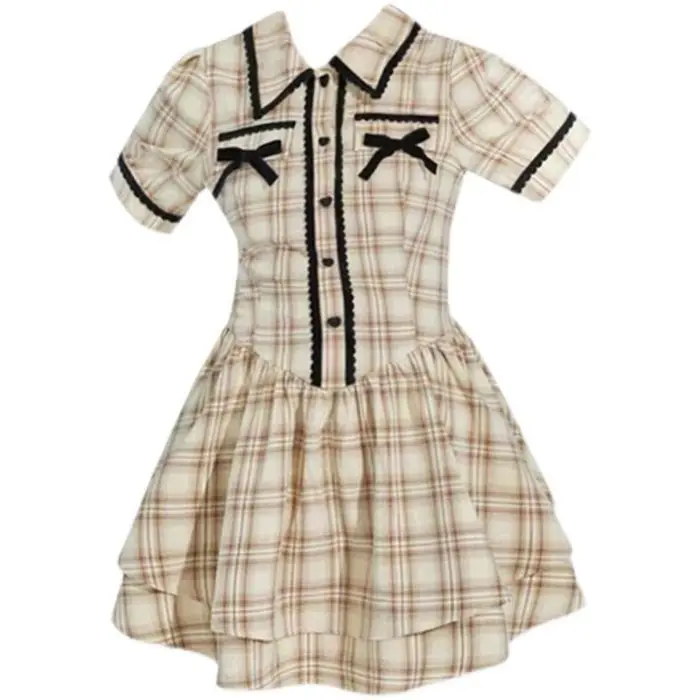 فستان فتاة حلو وحار لربيع وصيف، مع نمط مدرسي متخصص وخصر محكم، فستان منتفخ #6