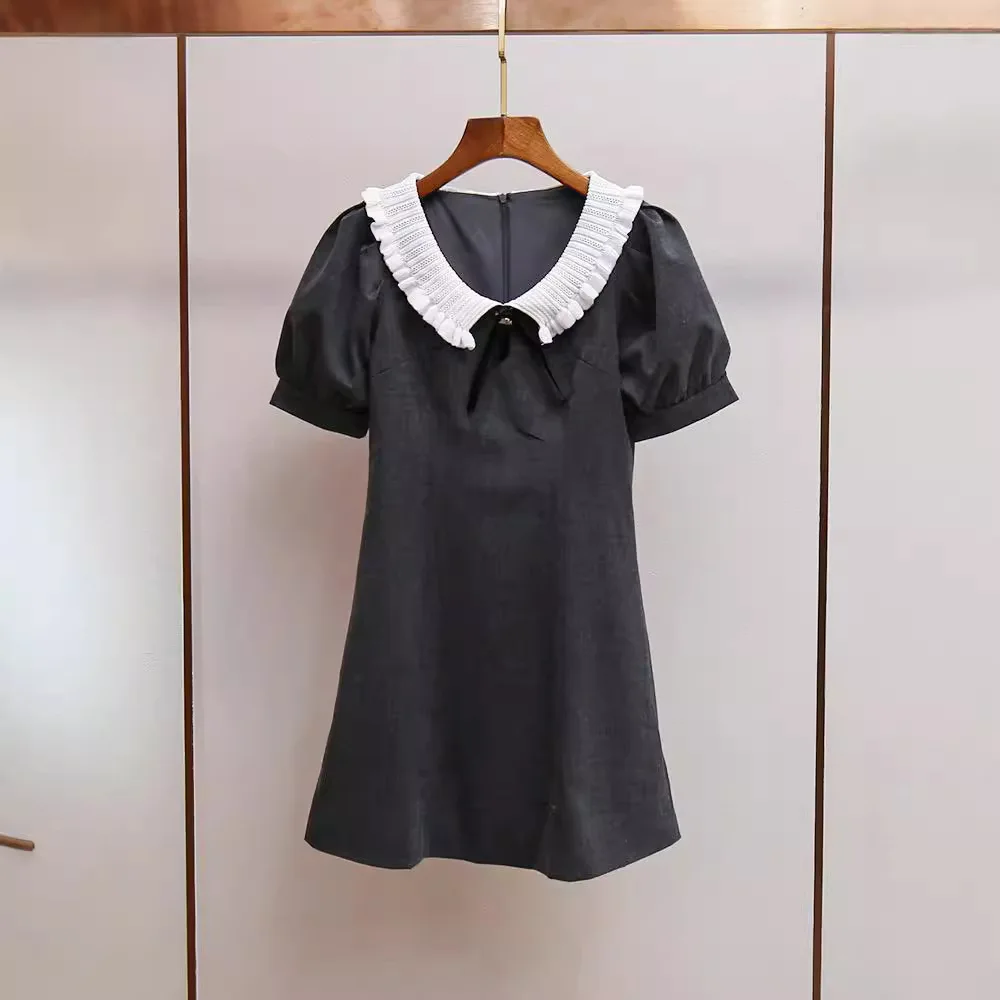 

High-End Women's Summer Sweet Anti-Aging Color Blo Knot Diamond Embellied Waist-Cinching Dr Fem