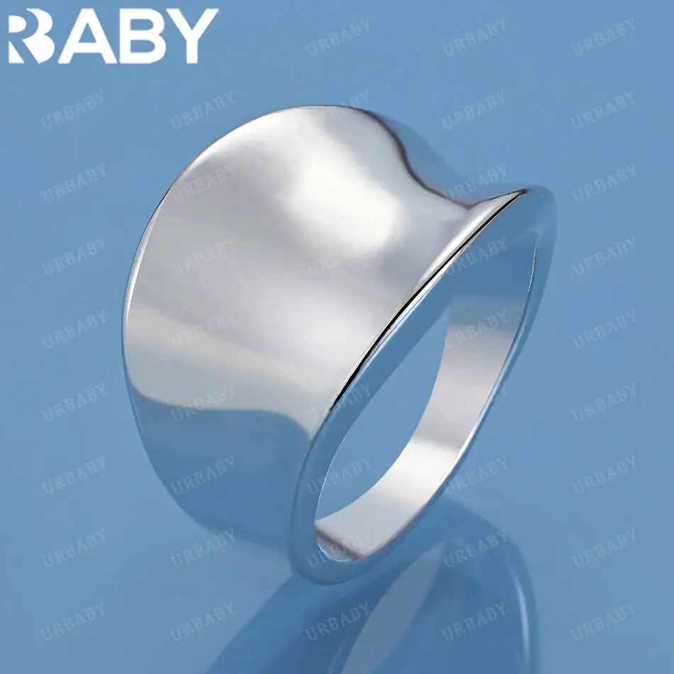 

URBABY 925 Sterling Silver Size 6-10 Geometric Ring For Women Men Grace Jewelry Trend Fashionable Birthday Party Gifts