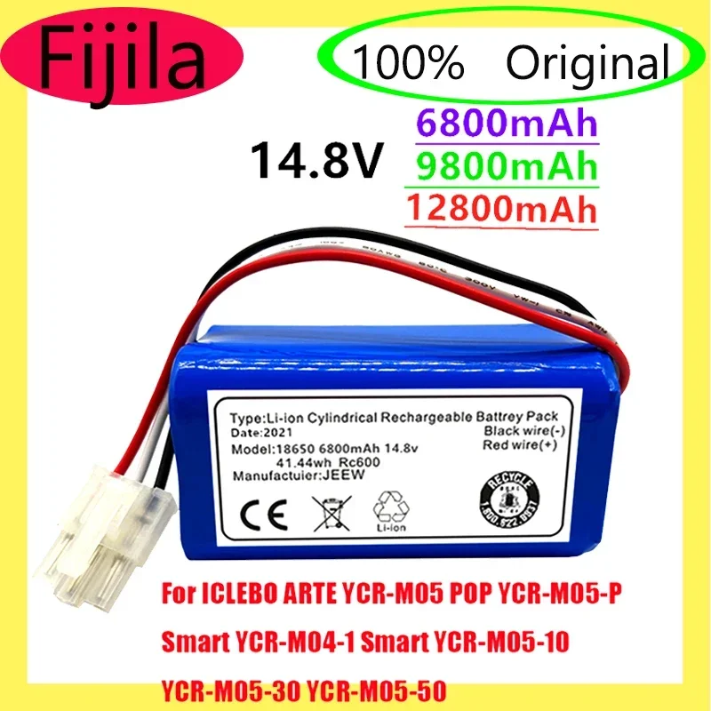 14,8V 12800Mah Neue Batterie Für Iclebo Arte YCR-M05 Pop YCR-M05-P Smart YCR-M04-1  YCR-M05-10 YCR-M05-30 YCR-M05-50 Li-Ion