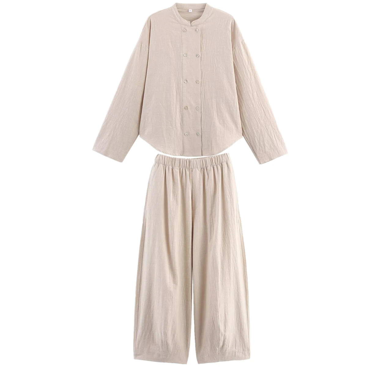 

Dave&Di Autumn Khaki Casual Shirt Trousers Suit French Country Lazy Casual Jacket Harem Pants Two-piece Suit Sets Women