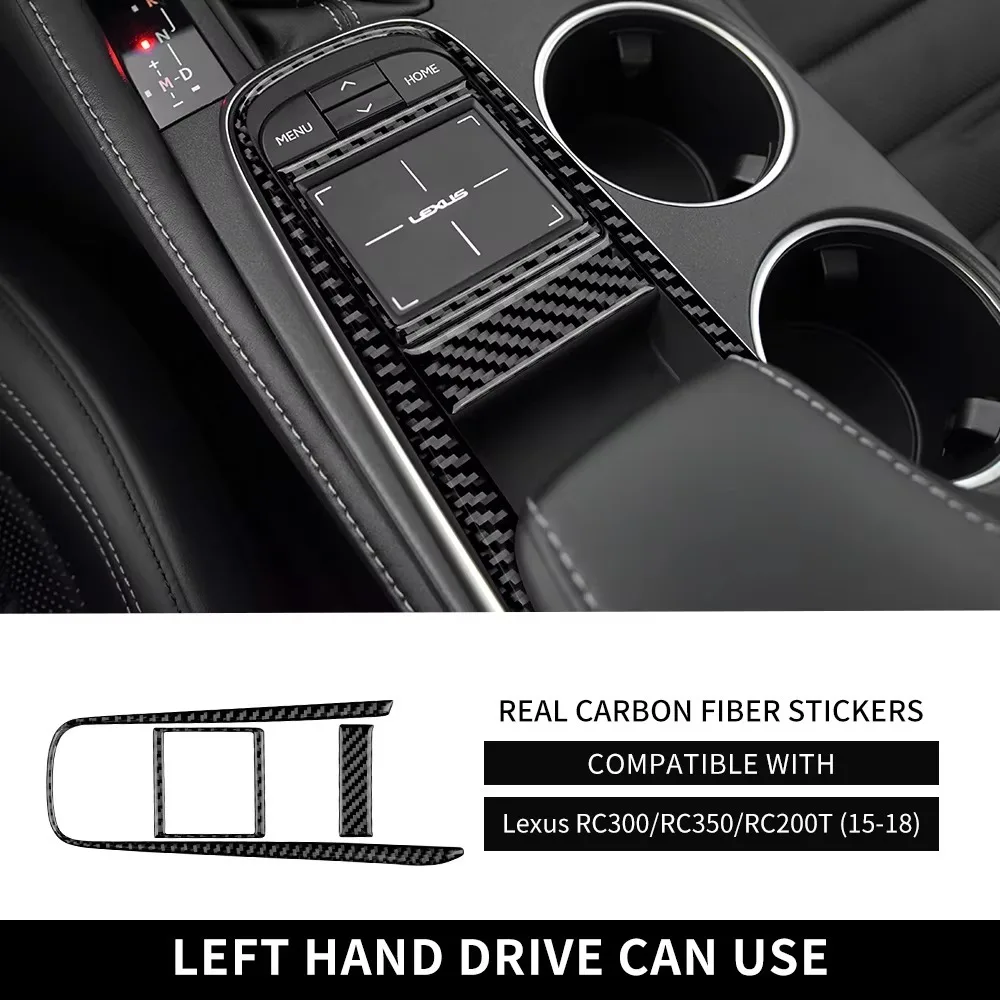 For Lexus RC RCF RC300 RC300h RC350 RC200T 2015 2016 2017 Real Soft Carbon Fiber LHD RHD Gear Navigation Control Sticker