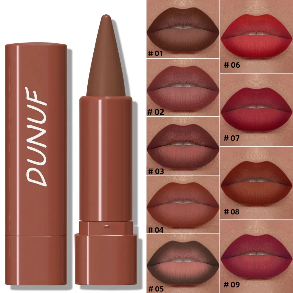 9 Colors Gradient Matte Lip Liner Waterproof Non-Sticky Velvet Lipstick Black Brown Contouring Tint Crayon Lip Makeup