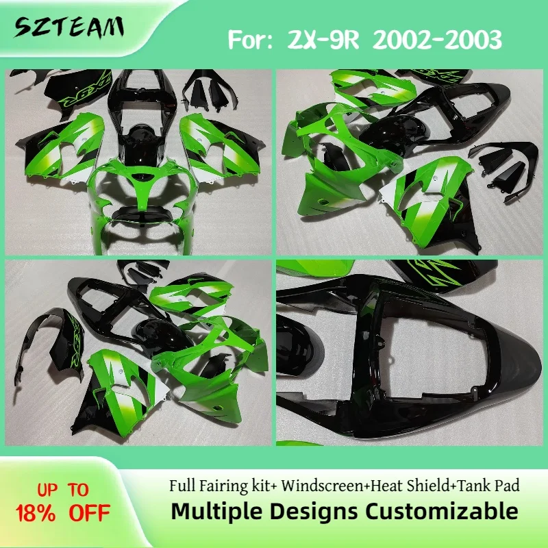 

Motorcycle Fairing Kit for Kawasaki ZX9R Ninja 2002 2003 ZX-9R 02 03 ABS Plastic Injection Bodykits Full Bodywork Cover