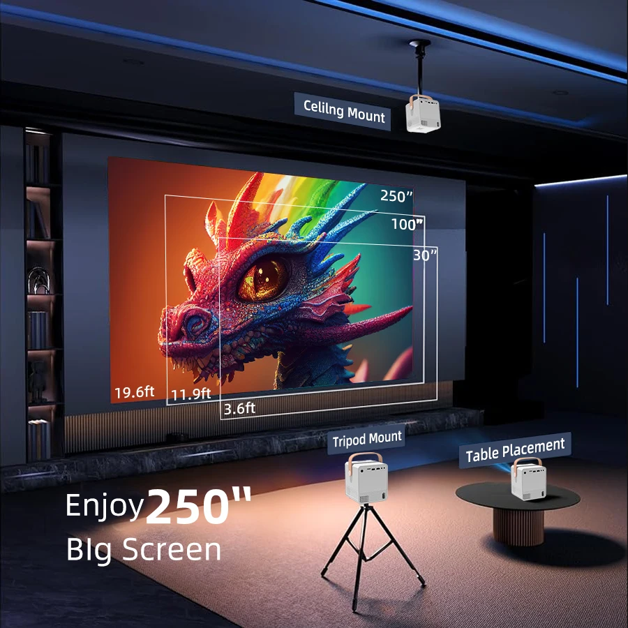 2024 New Ultra-High Definition 1080P Smartent 5g 双频 Projector Family Bedroom 4K Ultra-High Definition Projection