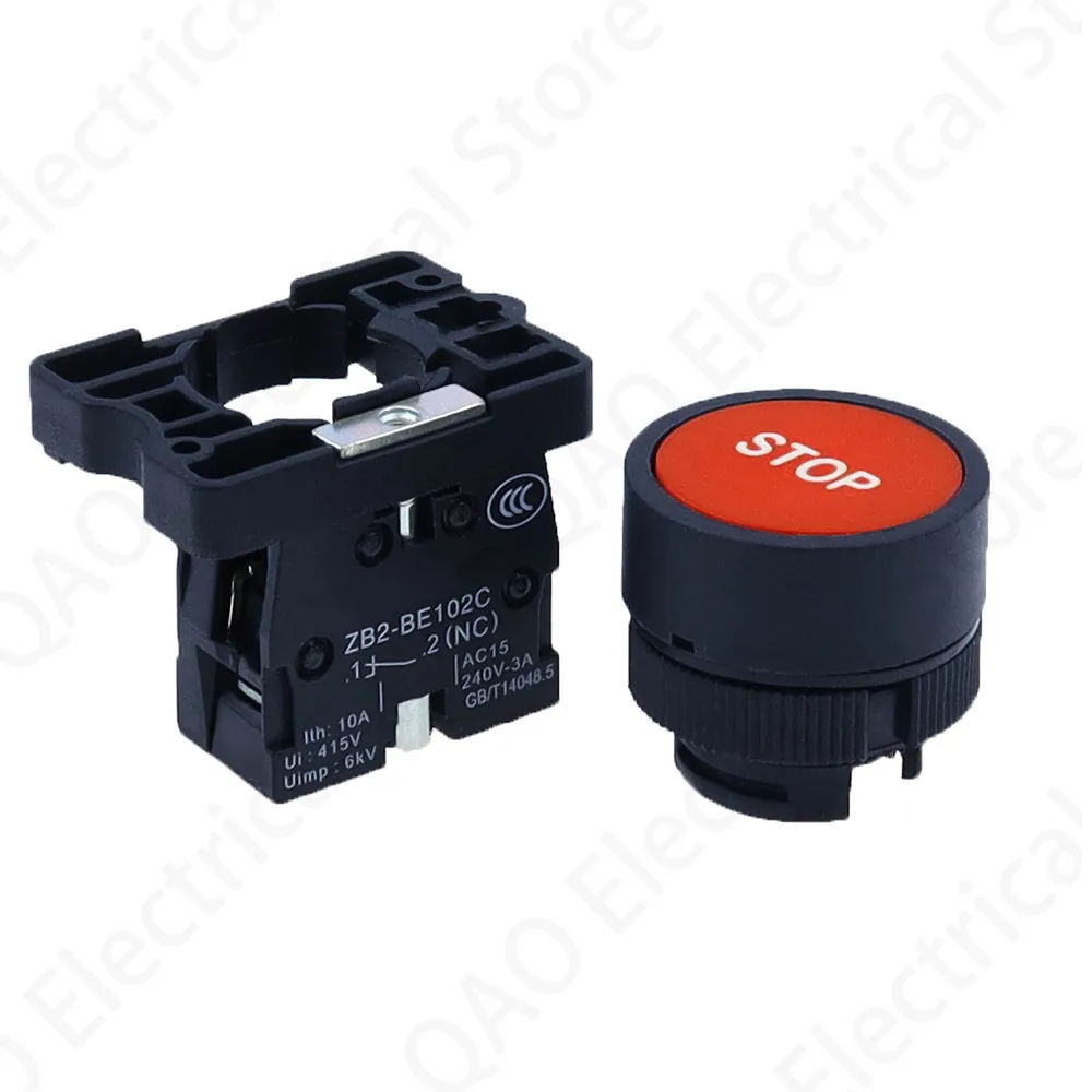 XB2 22mm 1 NC N/C Red Sign Momentary Push Button Switch 600V 10A 1PCS