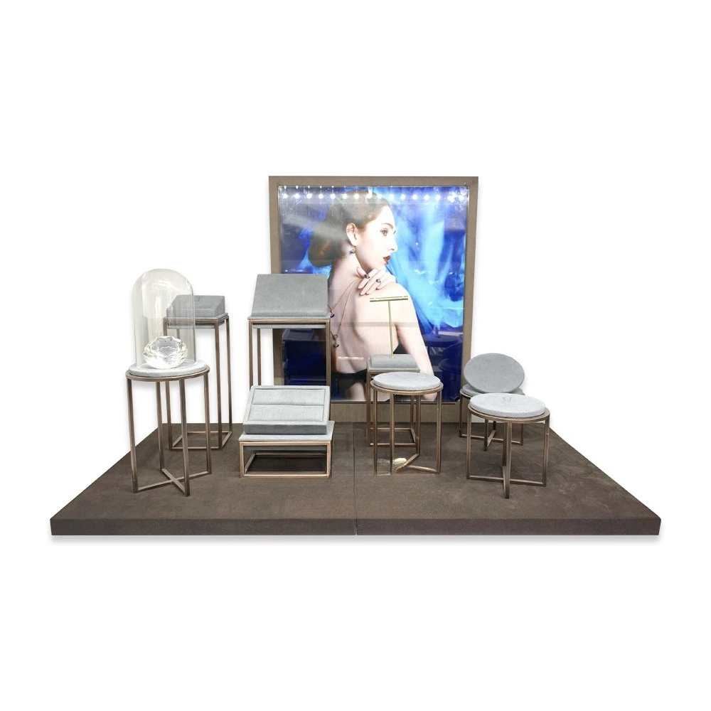 Simple stainless steel microfiber jewelry display stand