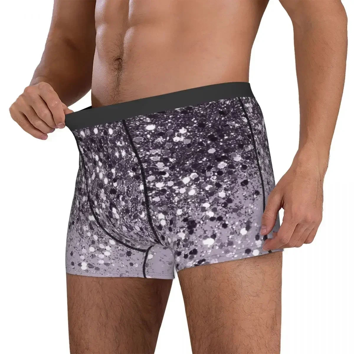 Boxer Underpants Shorts Sparkling Lavender Lady Glitter Panties Male Soft Underwear for Homme Man Boyfriend Gift