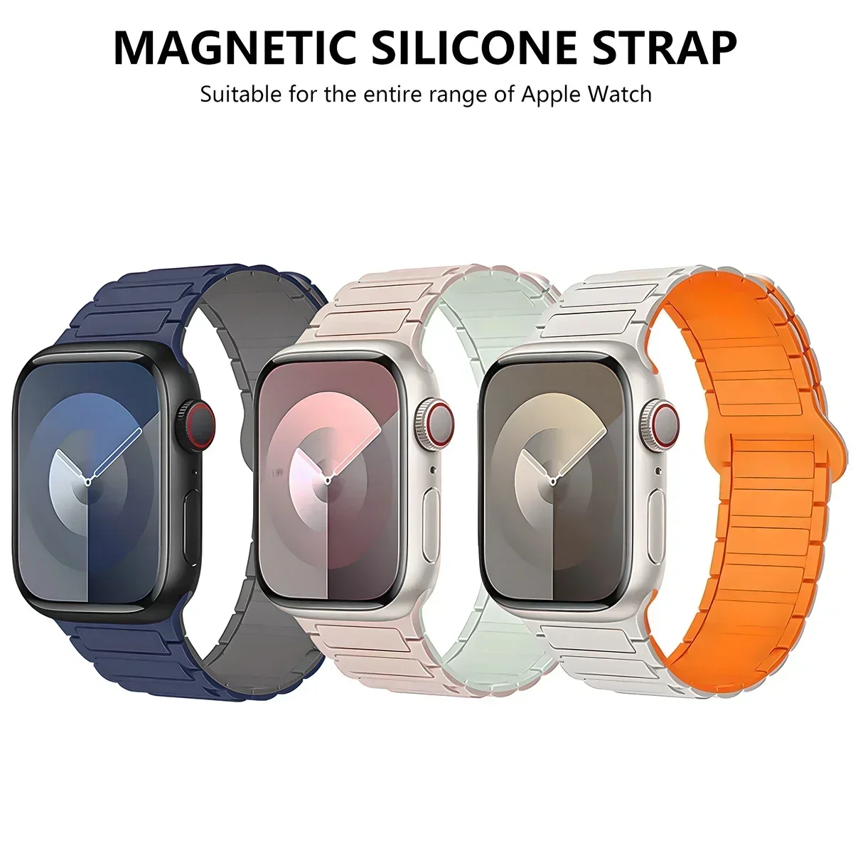 Magnetic Loop for Apple Watch Bands 44mm 40mm 49mm 45mm 41mm 38mm Silicone Bracelet iWatch Series 9 8 7 6 5 4 3 Se ultra 2 strap