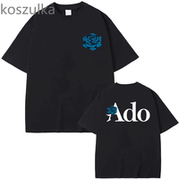 Ado Blue Rose T-shirts Wish World Tour Merch Tee Women Men Fashion Casual Harajuku Short Sleeve Kpop Goth Vintage Pure Clothes