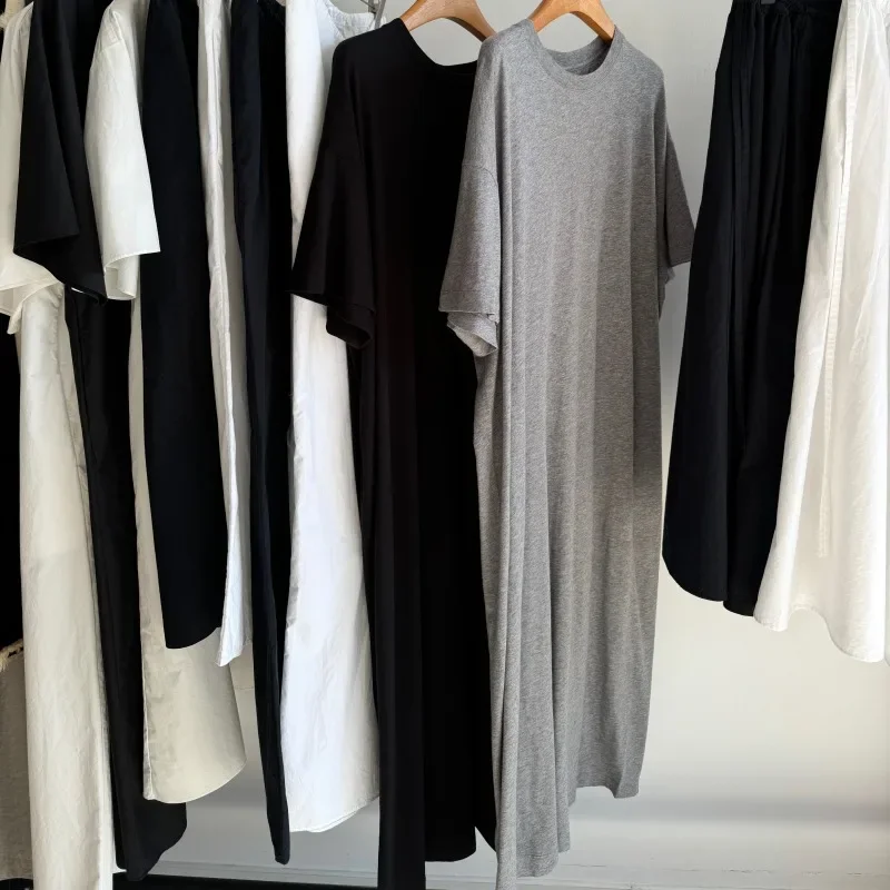 Abito t-shirt in cotone premium di alta qualità Abiti da donna grigi