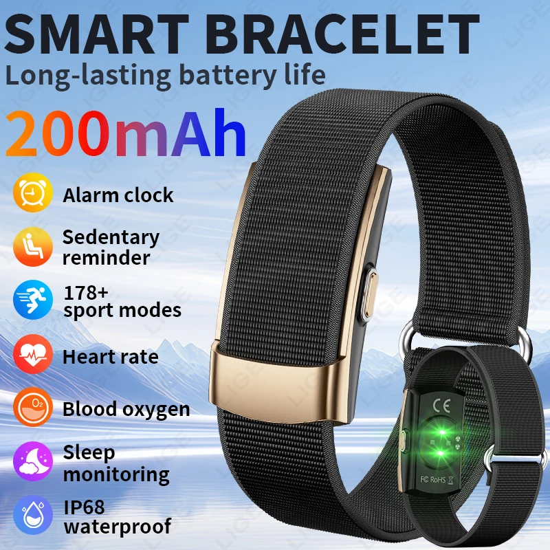 

LIGE New Smart Bracelet Heart Rate Blood Oxygen Emotional Monitor Pedometer Sport Fitness Tracker Men Women Electronic Bracelet