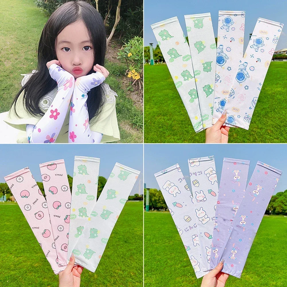 Sommer Kinder Sonnenschutz Ärmel Niedlichen Cartoon Tier Muster Outdoor Sonnenschutz Atmungsaktive Eis Seide Ärmel Arm Ärmel