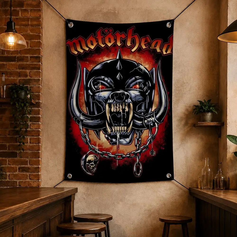 Band M-Motorhead British Heavy Metal Rock Flags Flag for Bedroom Garage Home Bar Gaming Room Dorm Wall Decor Gift