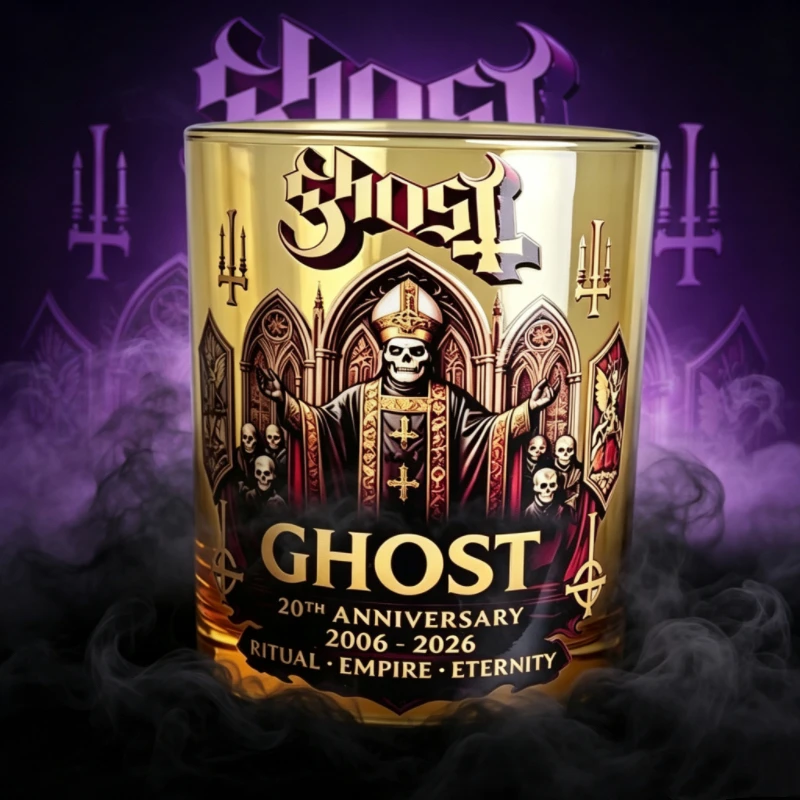 Dark Ritual Ghost Themed Glass Cup Gothic Rock Bar Drinking Glass Heavy Metal Fan Collectible Cup