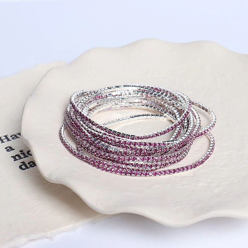 5 stücke Mode Kristall Strass Stretch-Armband Für Frauen Elastische Armband Hochzeit Armbänder Täglichen Weiblichen Schmuck Zubehör – Detail 14