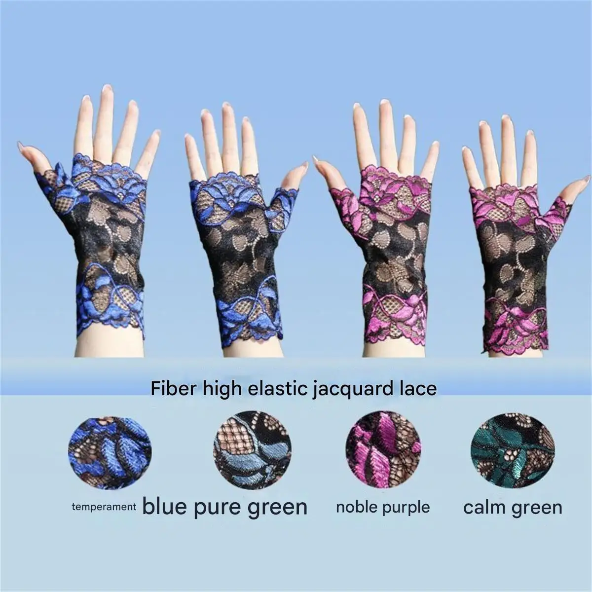 قفازات صيفية رفيعة للحماية من أشعة الشمس للنساء من الدانتيل بنصف إصبع لتزيين المعصم وأداء الرقص البحاري والقيادة العصرية #2
