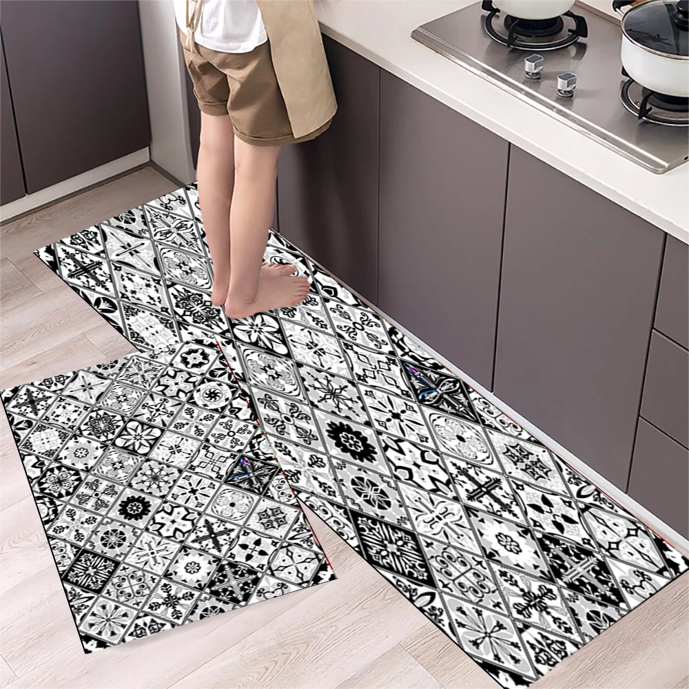 Rutschfeste Küchenmatte aus Kristallsamt, super saugfähige Fußmatten für die Küche, lange Teppiche, Badezimmer-Eingangstürmatte, Schlafzimmer, lange Teppiche – Detail 29