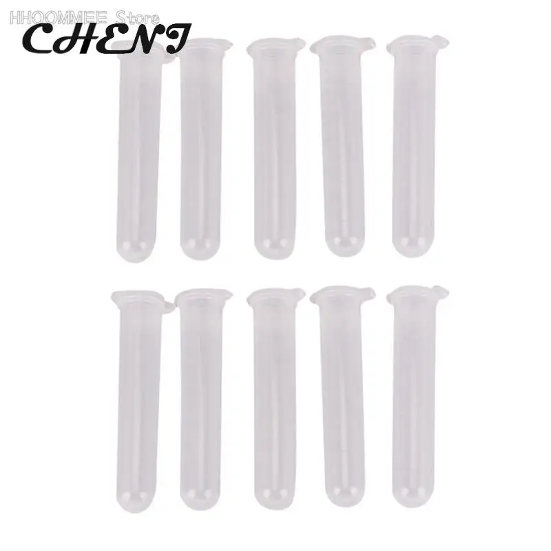 10pcs/set 10ML Micro Centrifuge Test Tube Clear Plastic Vial Container With Snap Cap Lid For Laboratory Sample Supply