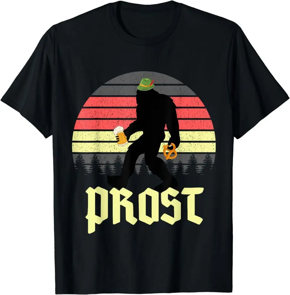 Vintage Funny Bigfoot Drinking Beer German Oktoberfest Prost T-Shirt Summer Tees Cotton Luxury brand vintage oversized