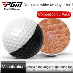 PGM Golf palla bicolore a due strati, palla in bianco e nero per mettere pratica, gioco successivo, direzione di scorrimento visivo Q026