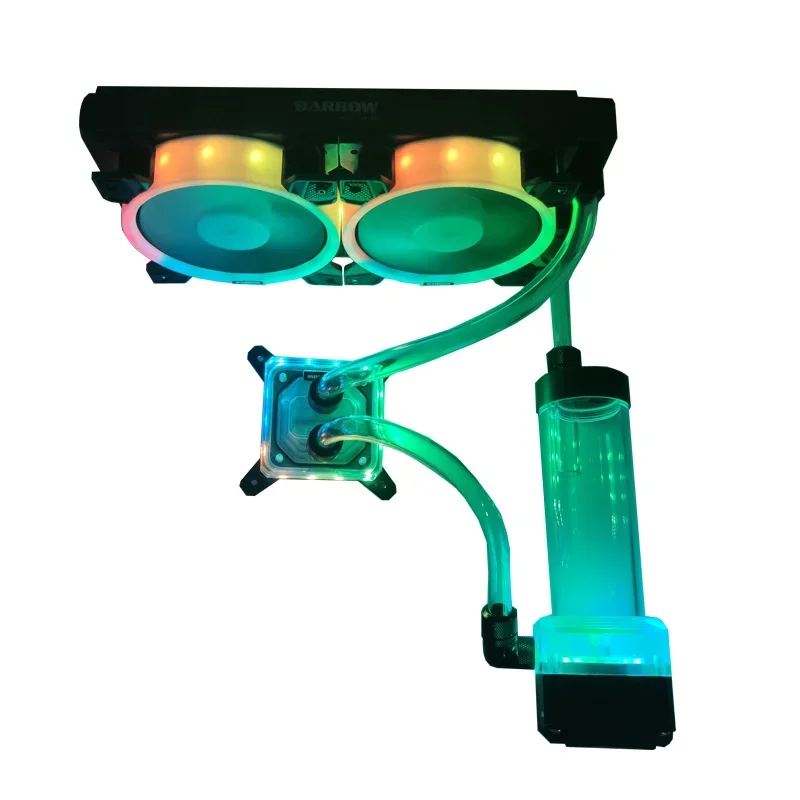 

BARROW Комплект водяного охлаждения Охладитель ЦП Резервуар для воды Водяной насос 240 мм Радиатор 120 мм Вентилятор Компьютер Система радиатора G1/4 Шланг Трубка