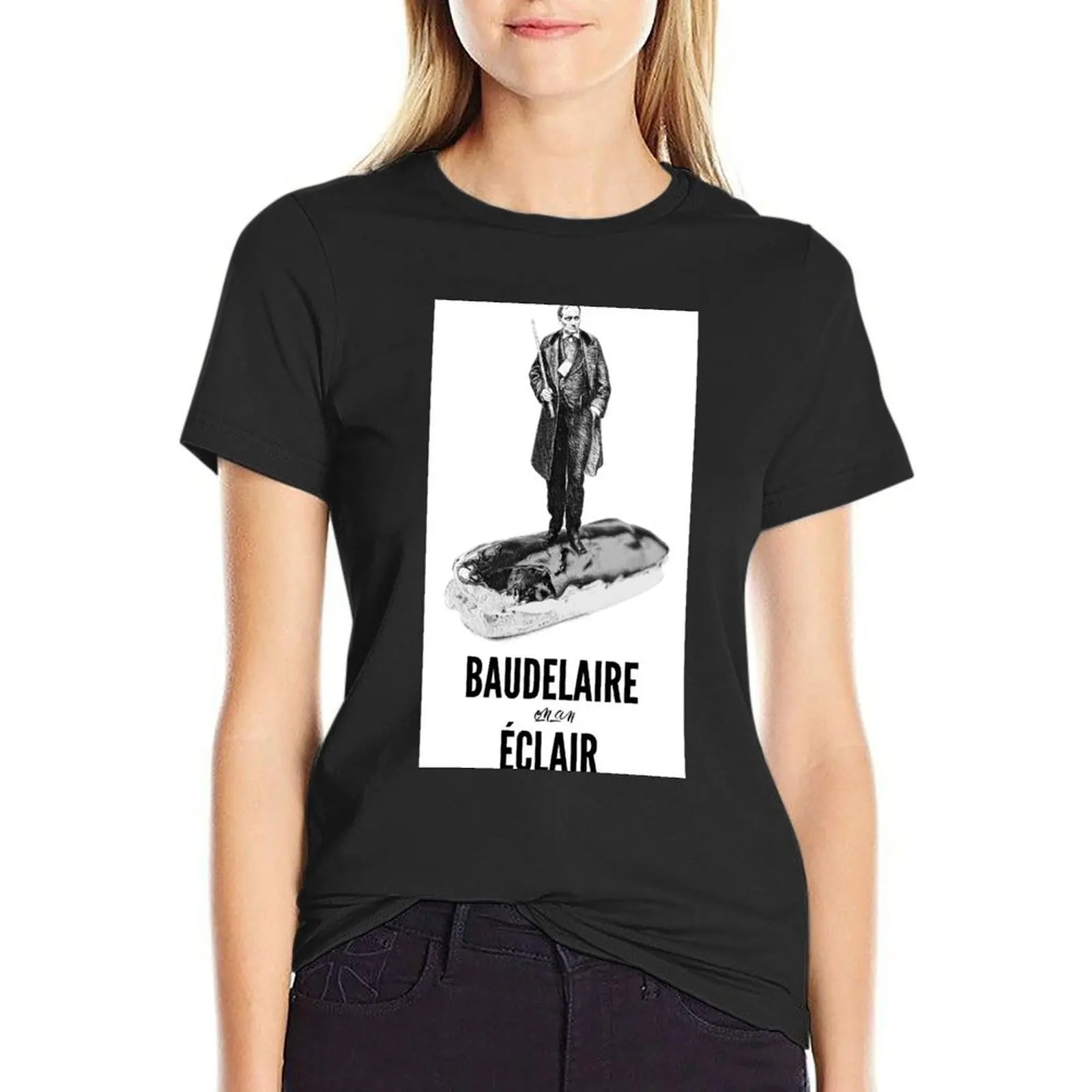 

Poets & Pastries: Baudelaire on an Eclair T-Shirt Aesthetic clothing oversized summer tops korean fashion t shirt dress Women