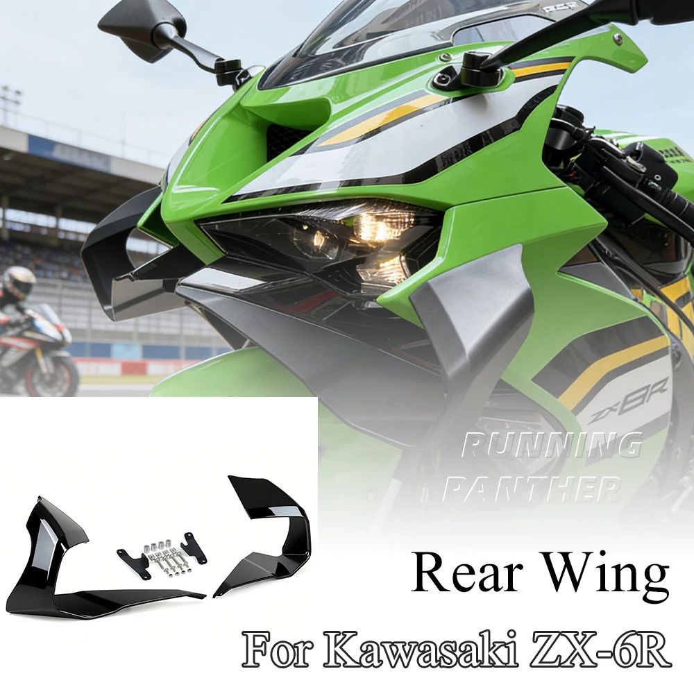 

For KAWASAKI ZX-6R ZX6R 2024-2026 Motorcycle Accessories Front Spoiler Wing Aerodynamic Winglet Kit Fairing ﻿