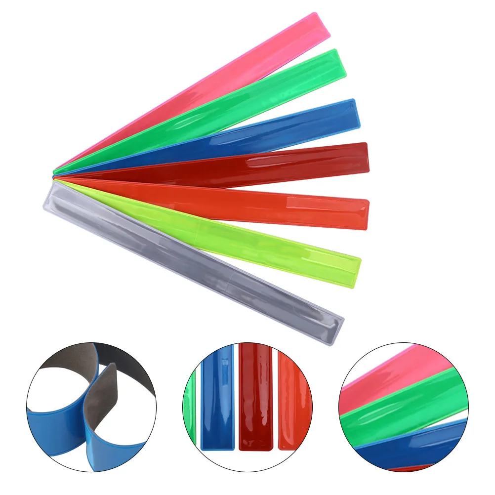 7Pcs Reflective Slap Wristbands Luminous Party Birthday Favor Colorful Bracelet Clap Ring Clap Ring