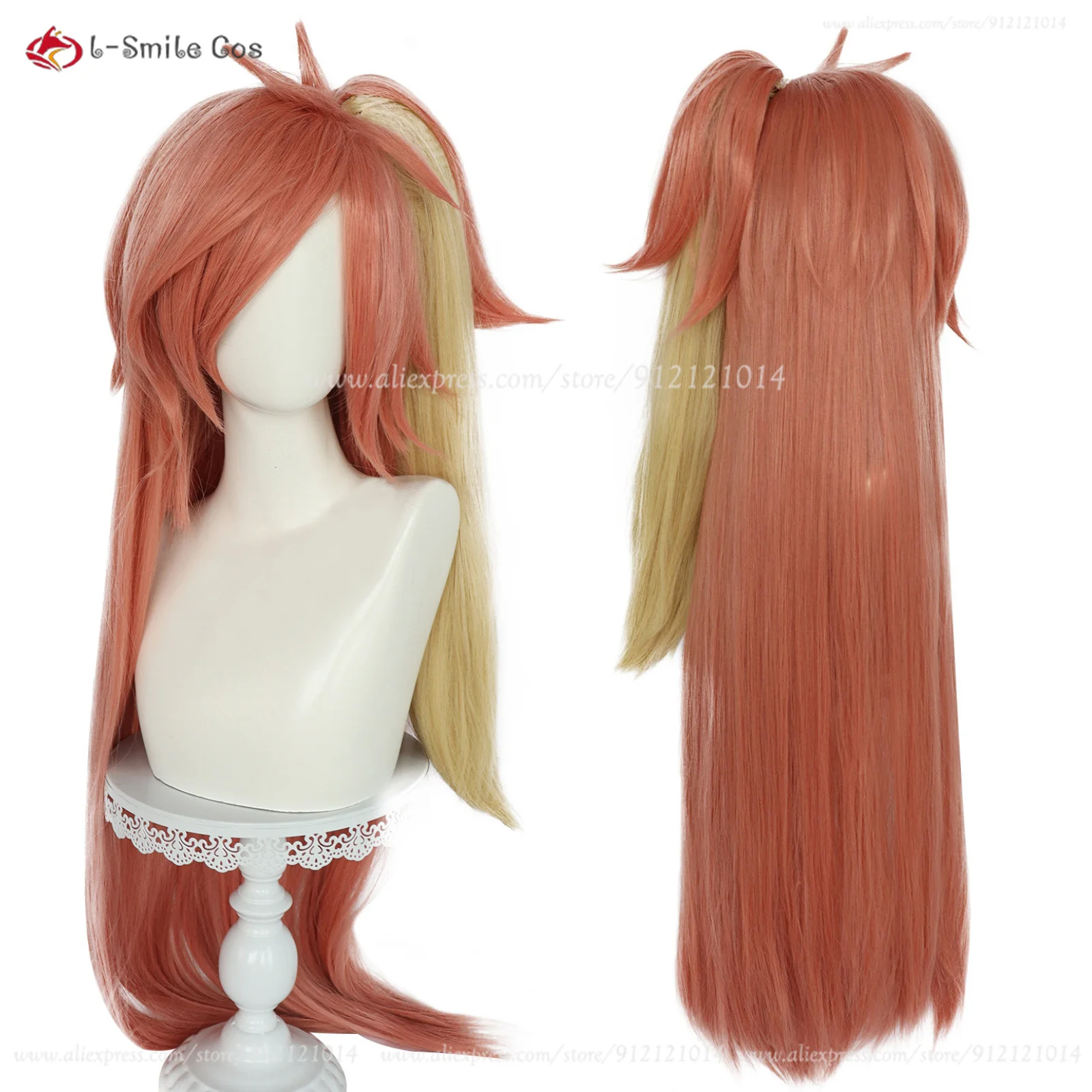 Anime Hotel Cherri Bomb Cosplay Wig Long Orange Brown Dark Gold Hair Heat Resistant Synthetic Wigs Halloween Wig + Wig Cap