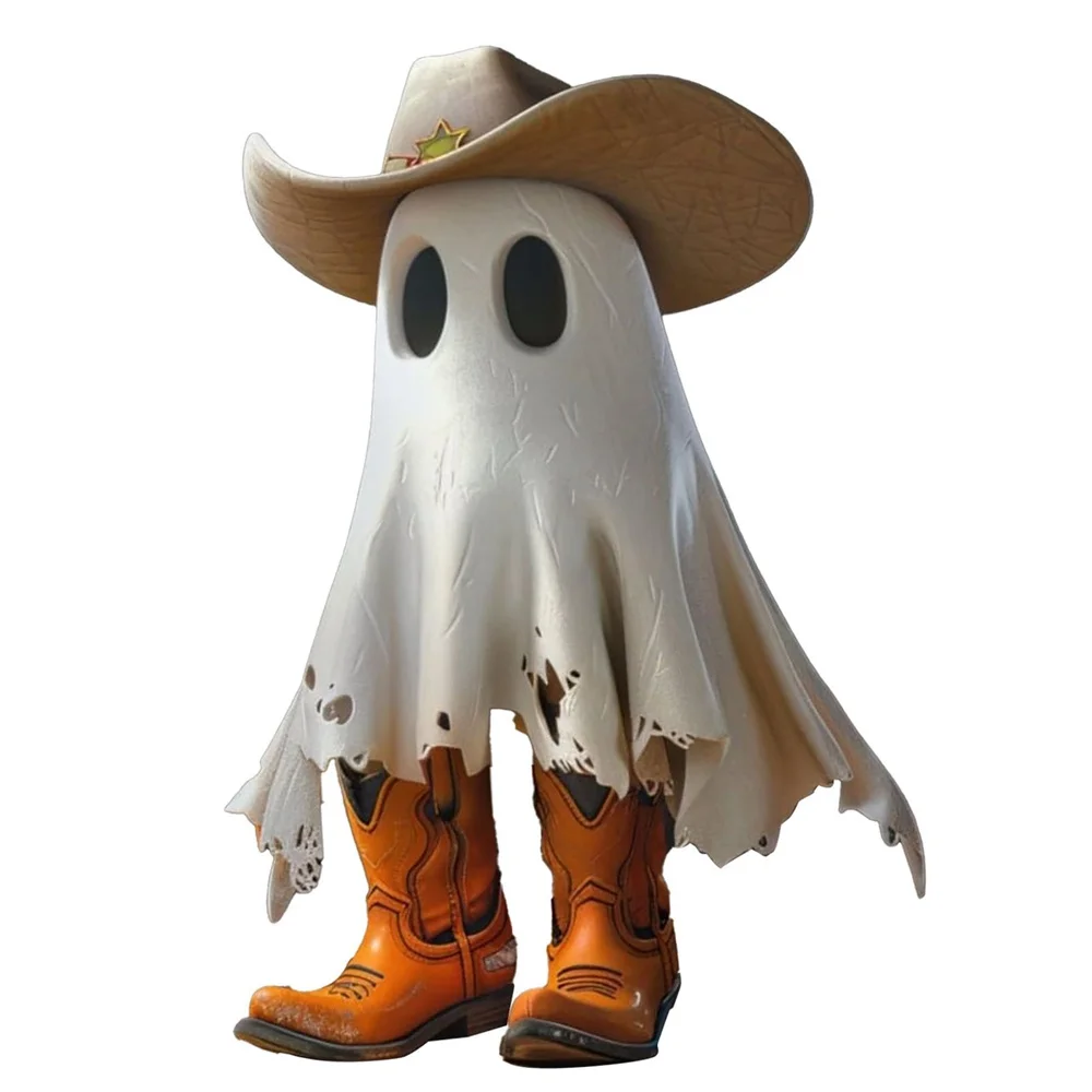 

Western Cowboy Ghost Resin Statue Halloween Decor with Hat Boots Scary Ghost Resin Ornaments Party Home Decorations Gift