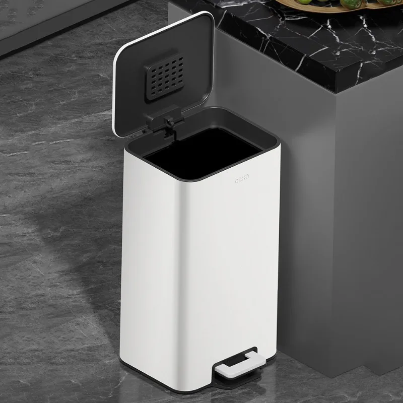 Stainless Steel Trash Can Large Capacity Kitchen Trash Bin Foot Pedal Waterproof Toilet Garbage Bin Household Clean Accessories