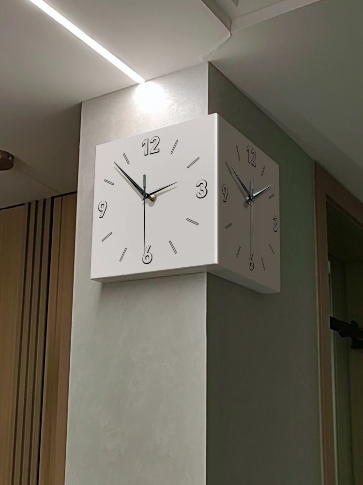 

Modern minimalist living room double corner wall clock cream wind punch-free home creative clock wall clock wall clock.