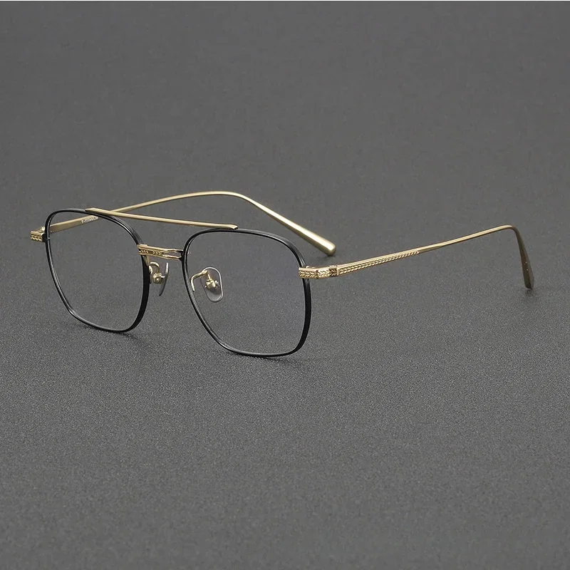 Top Grade Titanium Reading Pilot Square Glasses Frame for Male Prescription Japanese Large Myopia Eyeglasses Handmade Spectacle