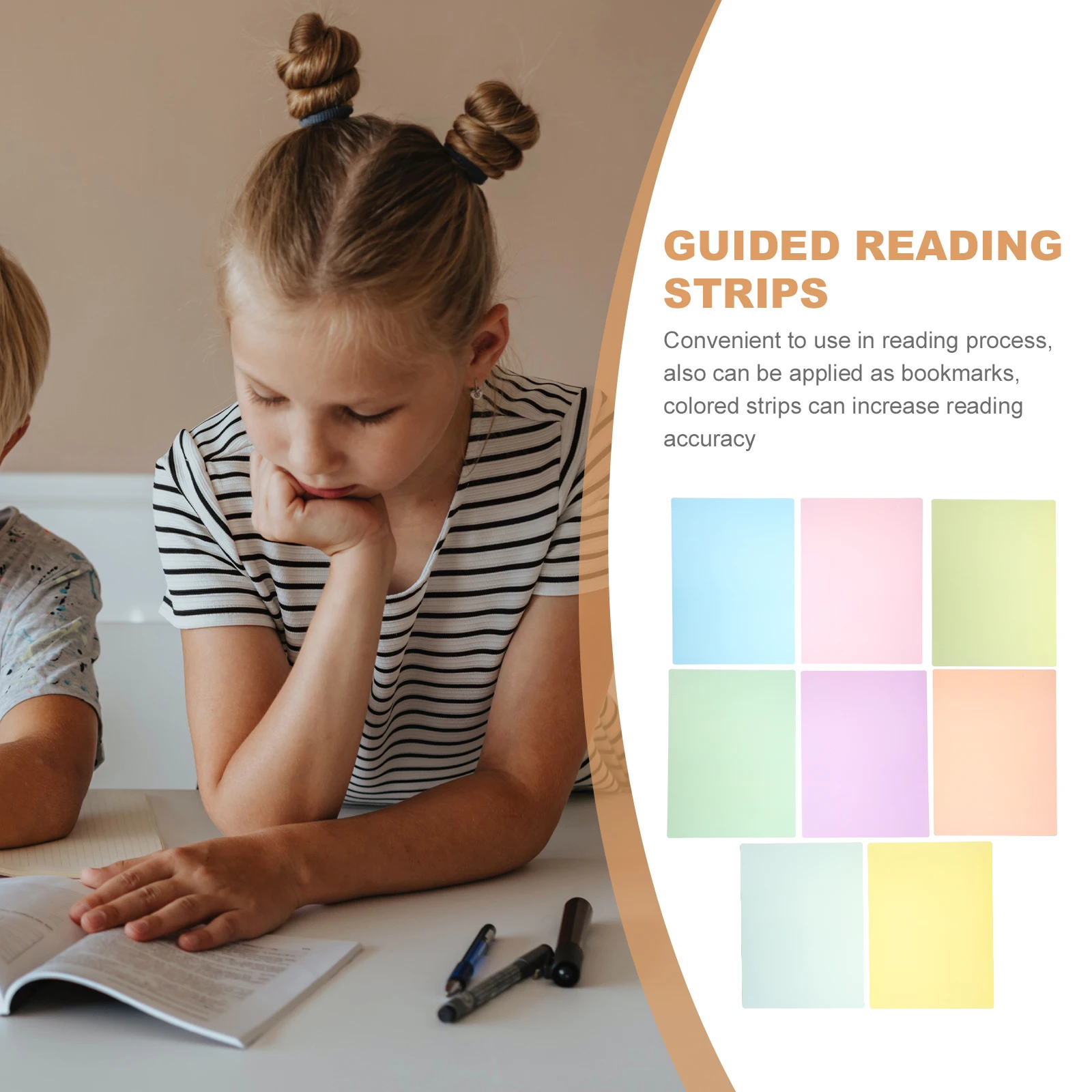 

8pcs Reading Assist Bookmarks Transparent PET PVC Strips Dyslexia Tools Bookmark Strip Guided Reading A4 Size Colored Marks