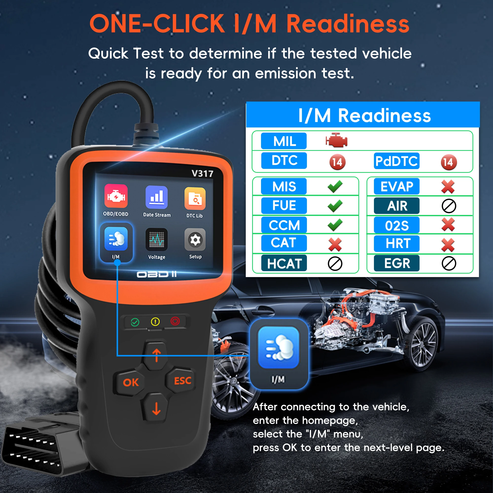 OBD2 Scanner Car Code Reader Check Engine Light Reader OBDII/EOBD Car Computer Diagnostic Scan Tool