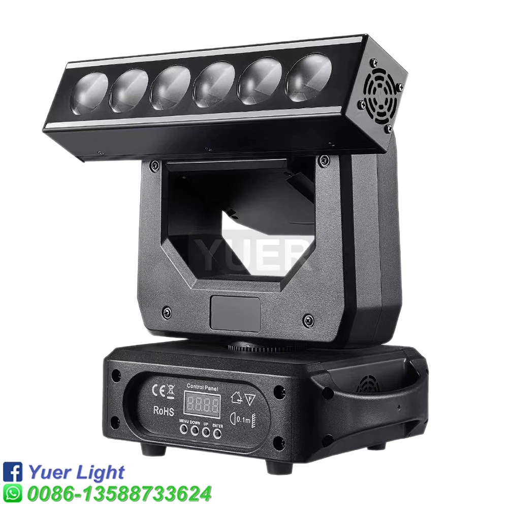 YUER 6X20W LED RGBW Beam Moving Head Light With Fill Light Horse Racing Effect XYZ Infinite Rotation DMX512 Dj Disco Bar Lights