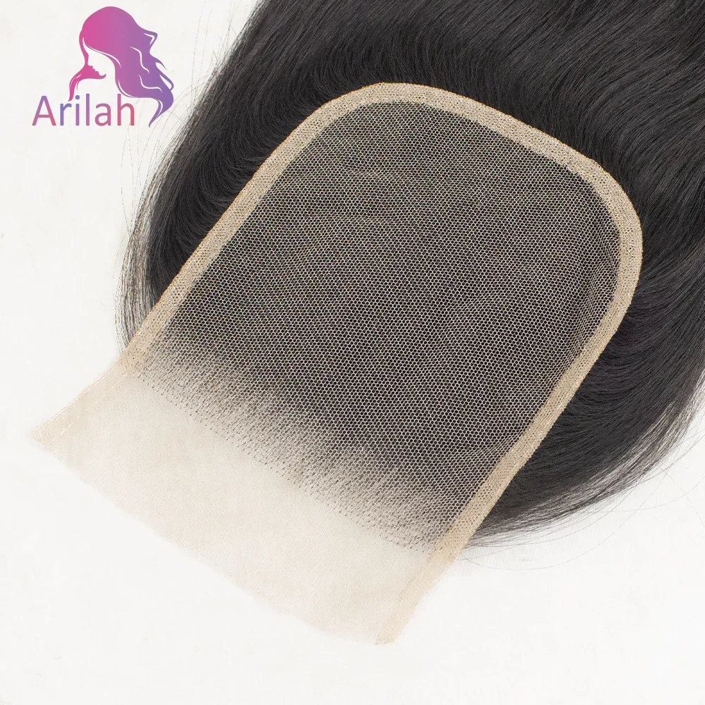 12A Grado Recto 4x4 Cierre de Encaje Transparente Pre-arrancado 150% Densidad Color Nautral 10-22 Pulgadas Cabello Virginal Brasileño