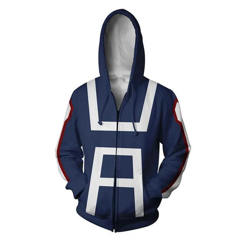 Mein Held Akademie Cosplay Kostüm 3D-Druck Hoodies Sweatshirts Uniformen Männer Reiß verschluss Hoodies Tops Mantel Jacke