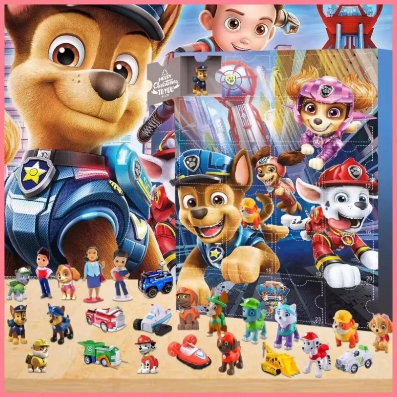 New Hot Anime Paw Patrol Dog Calendario Blind Box Avvento con figure Conto alla rovescia di Halloween Giocattoli Regalo di Natale da collezione per i bambini