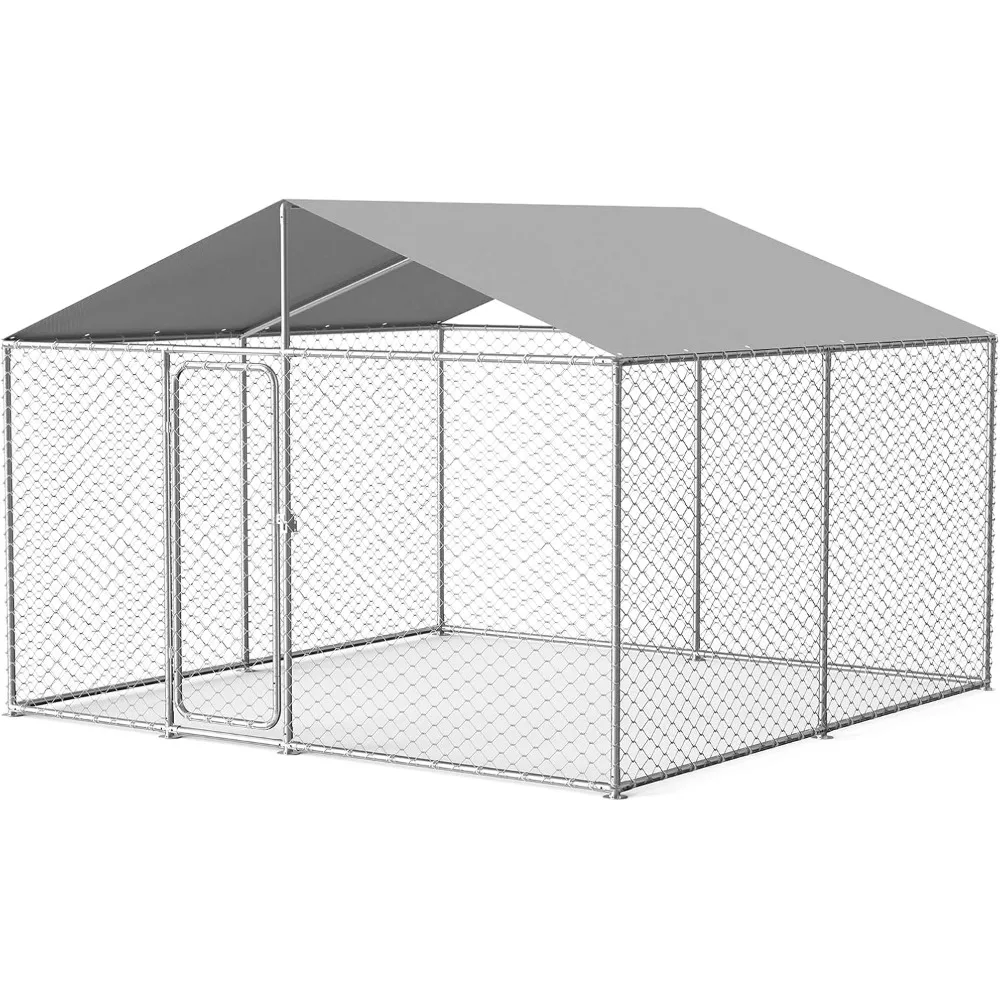 

10x10 Outdoor Dog Kennel Outside Heavy Duty Dog Enclosure with Waterproof UV-Resistant Cover and Security Lock (120" Lx120 Wx84
