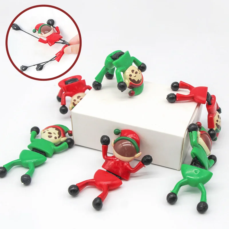 10Pcs Stretchy Wall Climbers Christmas Fidget Sticky Toys Climbing Man Climbing Flip Plastic Man Toy For Children Party Favor