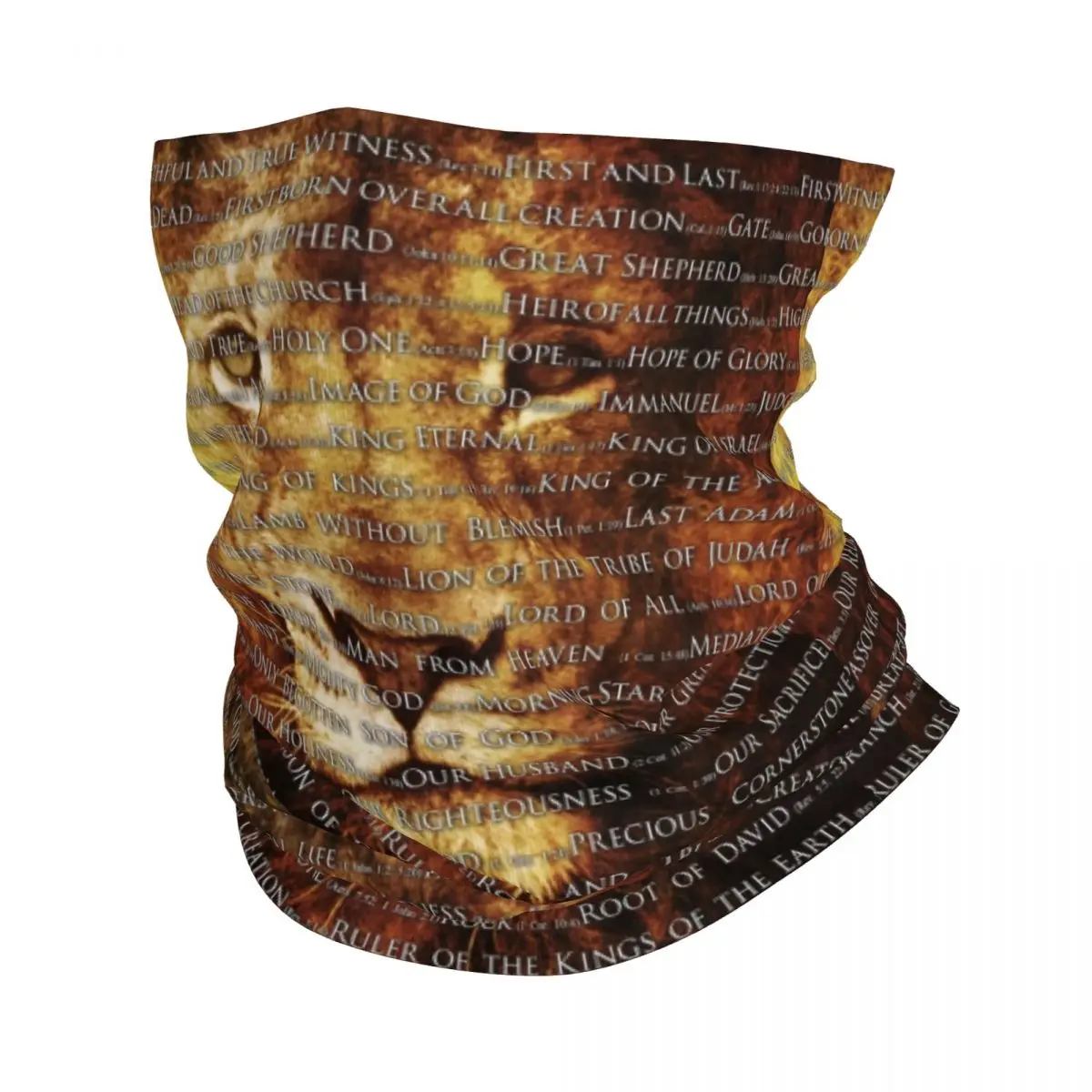 The Names Of God Jesus Lion Bandana Neck Gaiter for Ski Camping Women Men Wrap Scarf Christian Catholic Balaclava Warmer