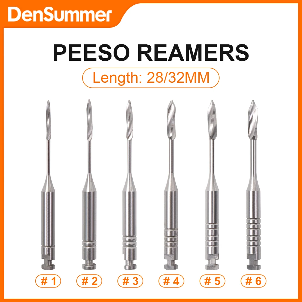Densummer 1Box Dental Peeso Reamer 32mm/28mm Endodontic Reamers Drill Burs Peeso Reamers Endo files largo Dentist Materials